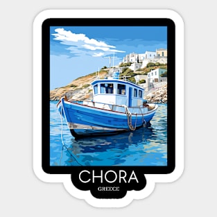 A Pop Art Travel Print of Chora Andros Island - Greece Sticker